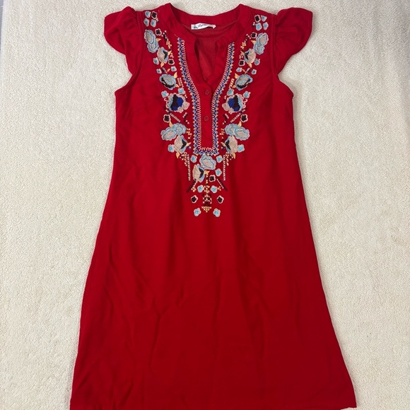 Lapogee Red Embroidered Dress Size Small EUC floral‎ dress summer - Picture 1 of 11